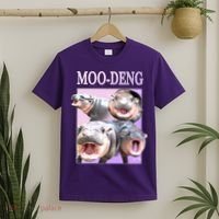 Purple Moo Deng Meme Hippo Funny T-Shirt thumb 2