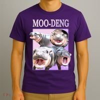 Purple Moo Deng Meme Hippo Funny T-Shirt thumb 3