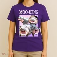 Purple Moo Deng Meme Hippo Funny T-Shirt thumb 4