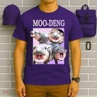 Purple Moo Deng Meme Hippo Funny T-Shirt thumb 6