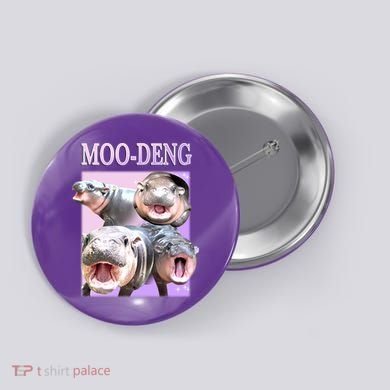 Purple Moo Deng Meme Hippo Funny Button