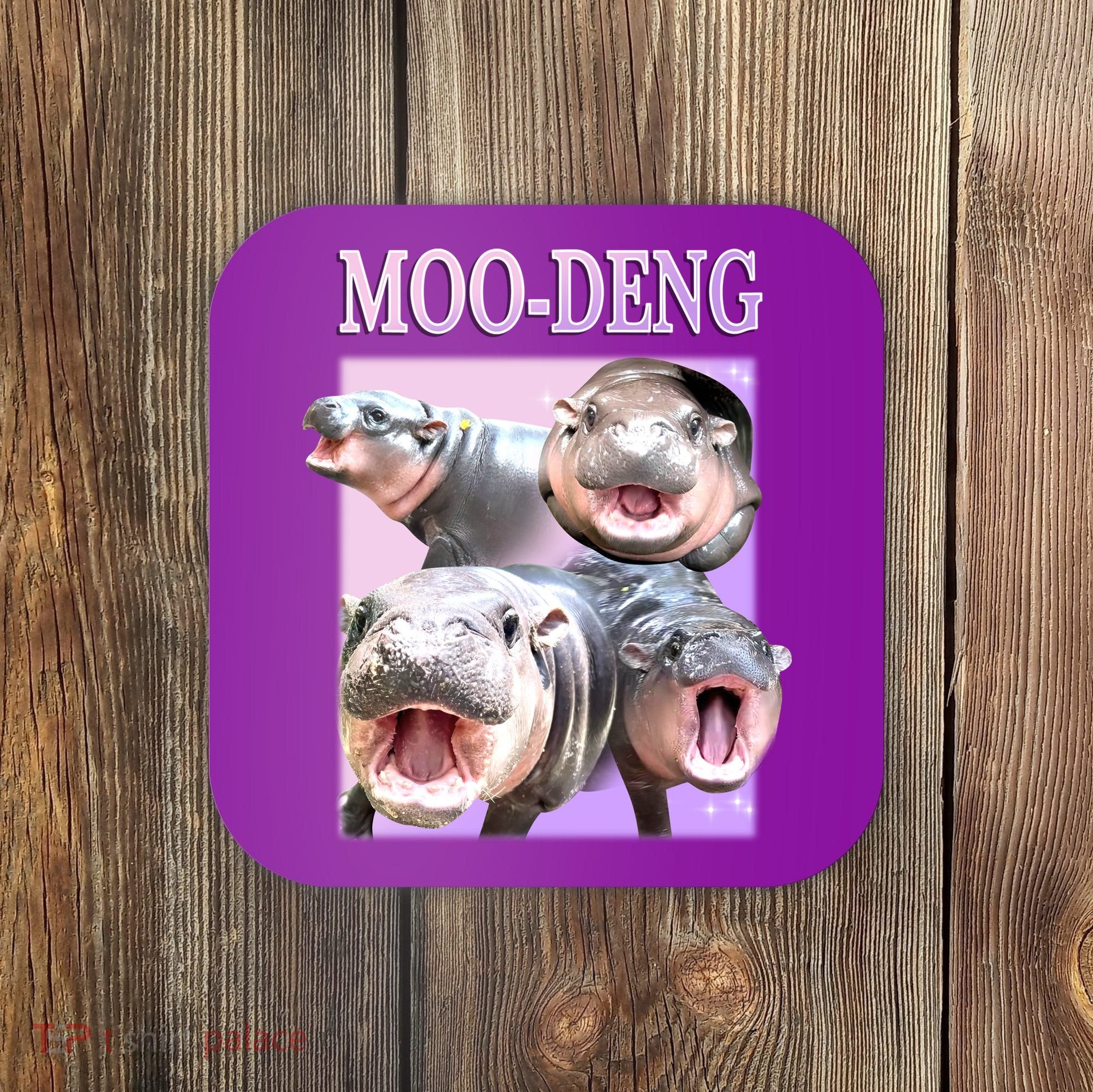 Purple Moo Deng Meme Hippo Funny Coaster