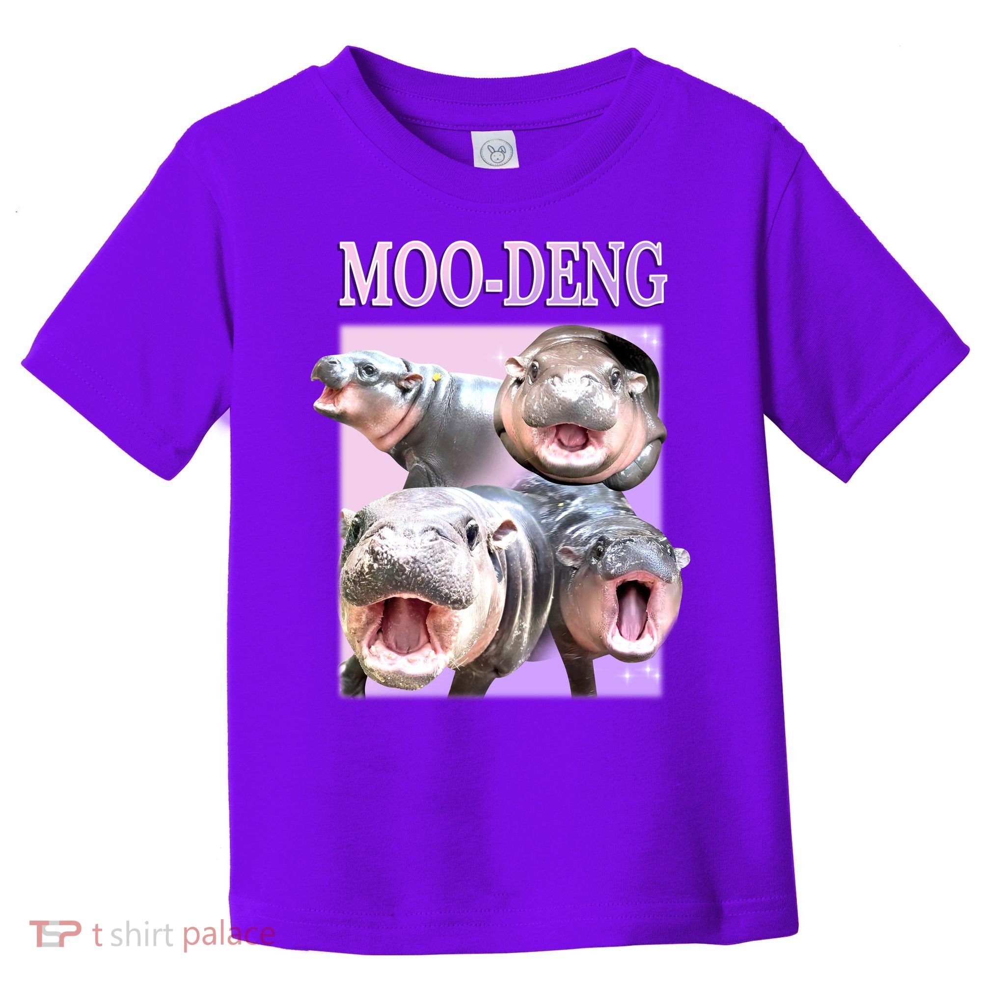 Purple Moo Deng Meme Hippo Funny Toddler T-Shirt