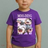Purple Moo Deng Meme Hippo Funny Toddler T-Shirt thumb 2
