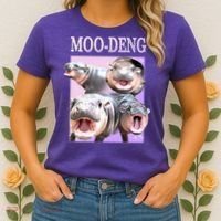 Purple Moo Deng Meme Hippo Funny Women's T-Shirt thumb 2
