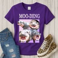 Purple Moo Deng Meme Hippo Funny Women's T-Shirt thumb 3