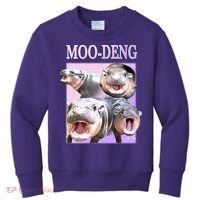 Purple Moo Deng Meme Hippo Funny Kids Sweatshirt thumb 0