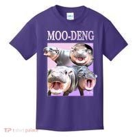 Purple Moo Deng Meme Hippo Funny Kids T-Shirt thumb 0