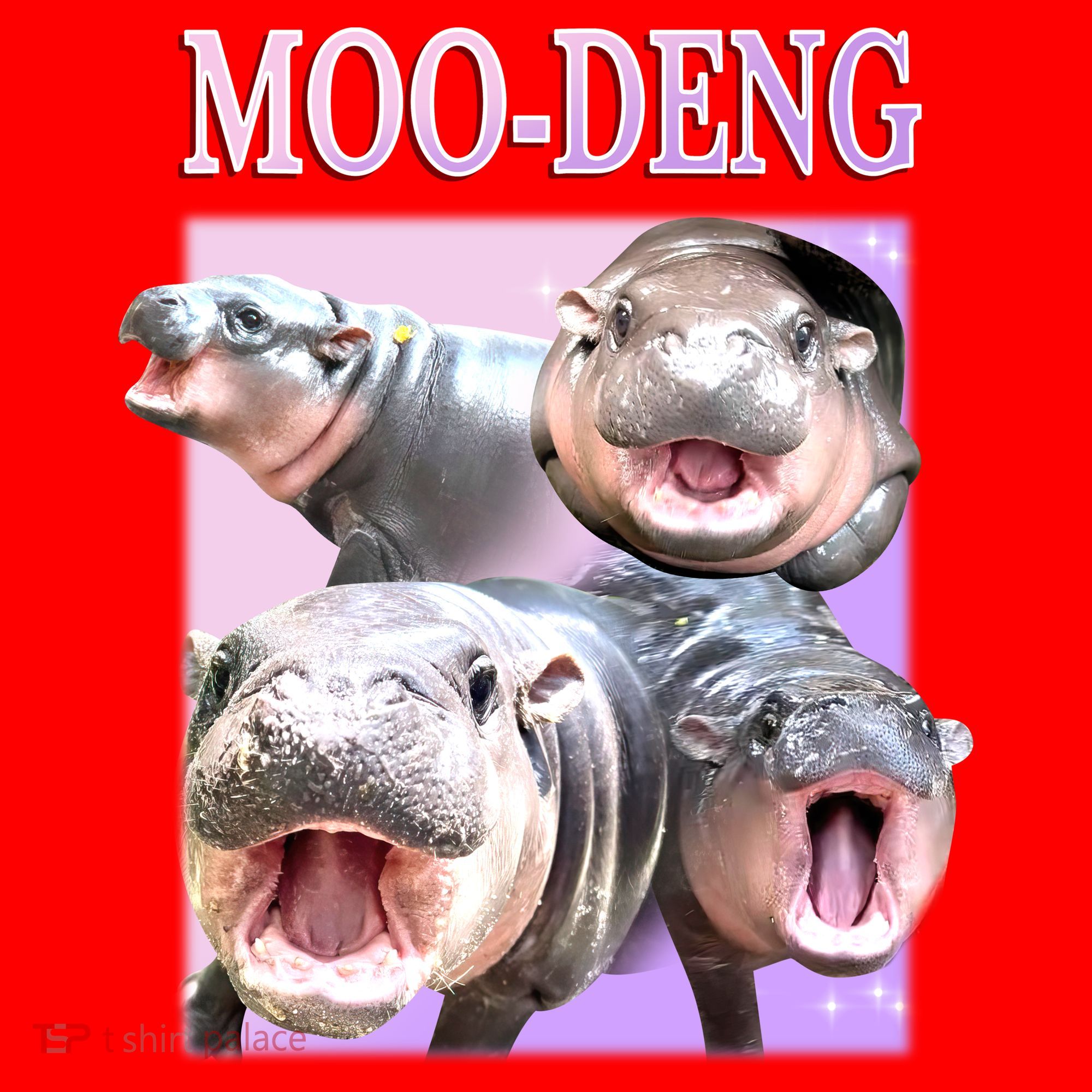 Purple Moo Deng Meme Hippo Funny Santa Hat