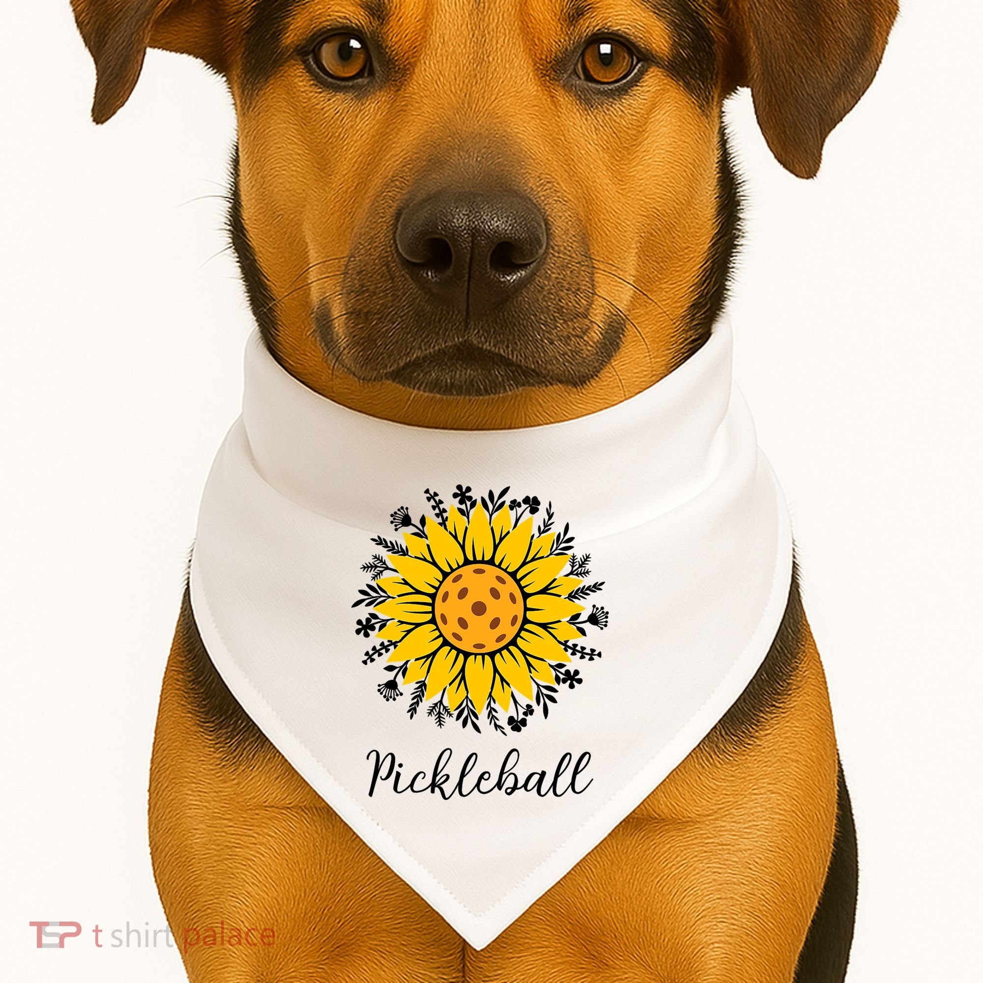 Pickleball Mother's Day Flower Cute Sunflower  USA-Made Doggie Bandana