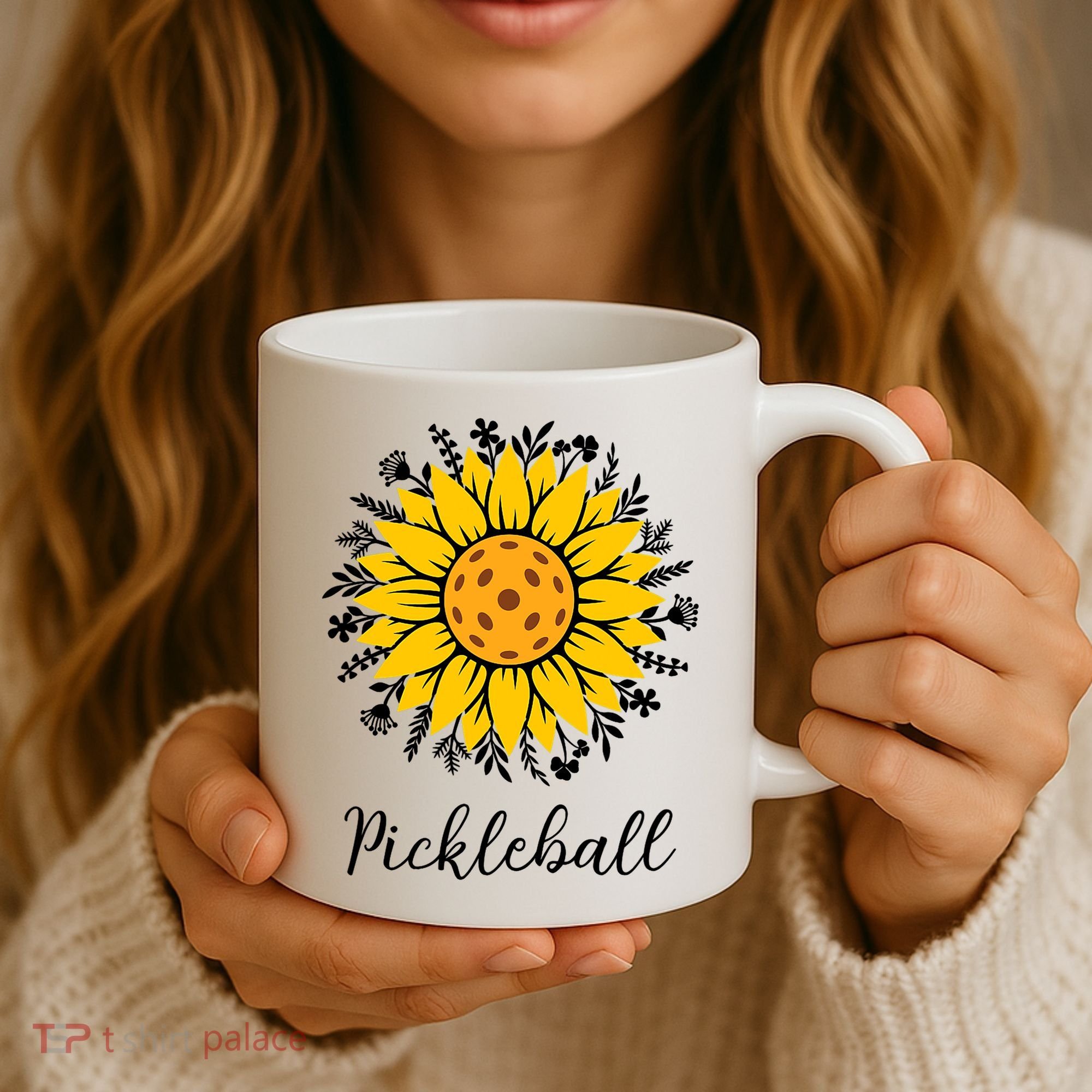Pickleball Mother's Day Flower Cute Sunflower  Coffee Mug
