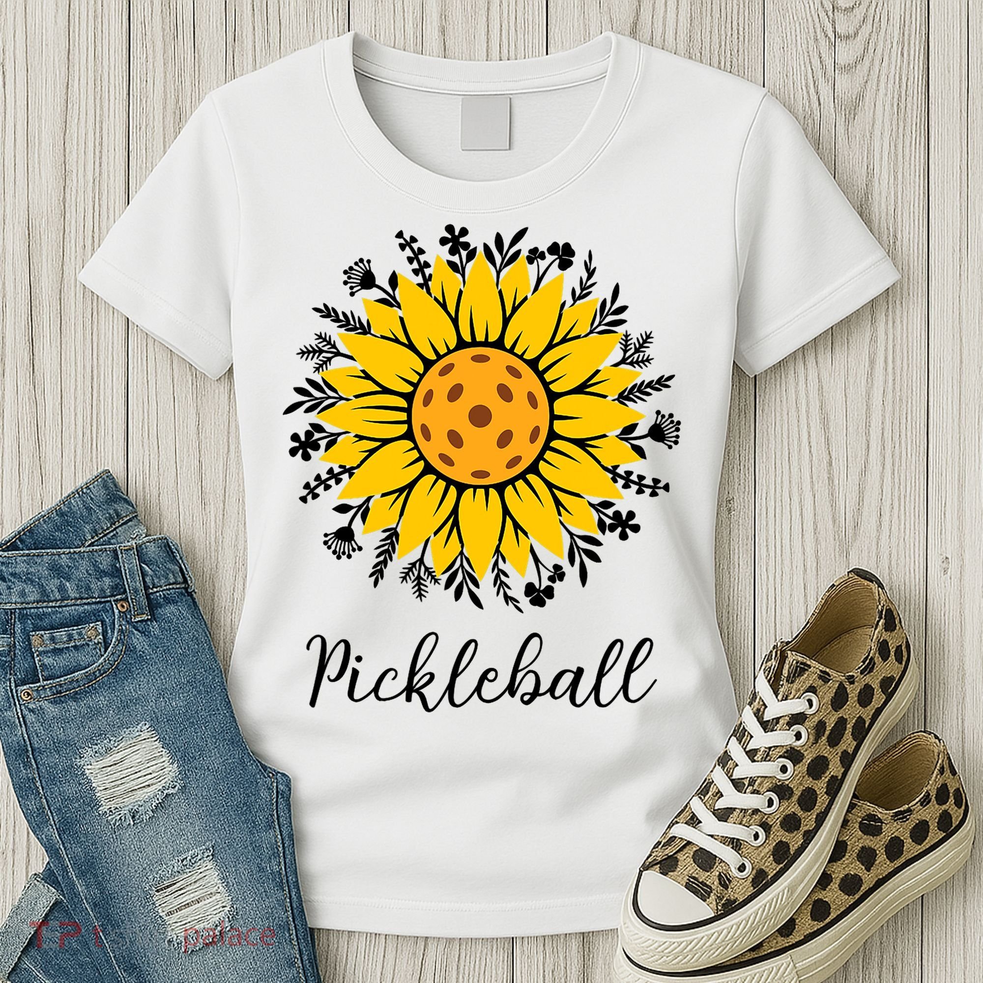Pickleball Mother's Day Flower Cute Sunflower  Women's T-Shirt