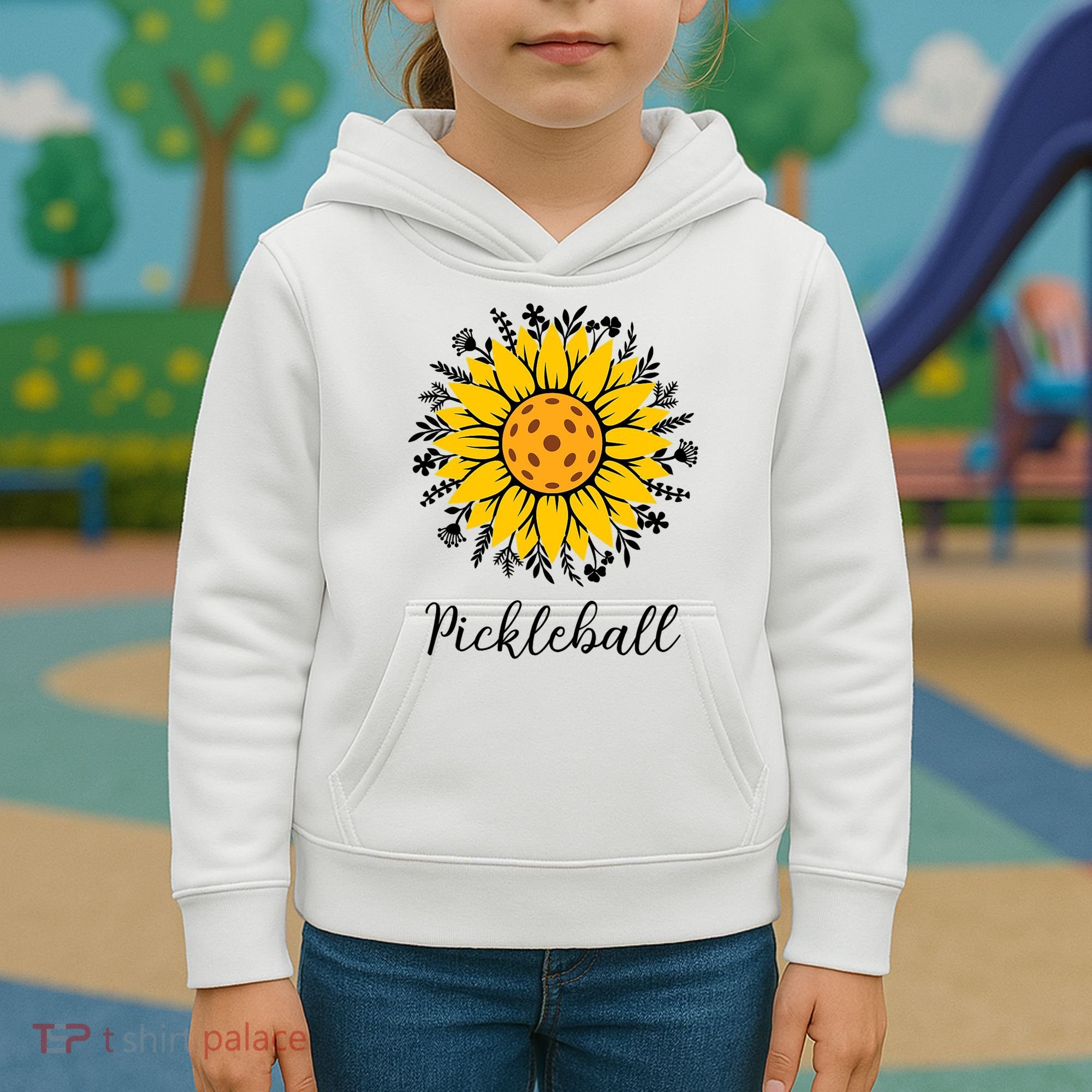 Pickleball Mother's Day Flower Cute Sunflower  Kids Hoodie