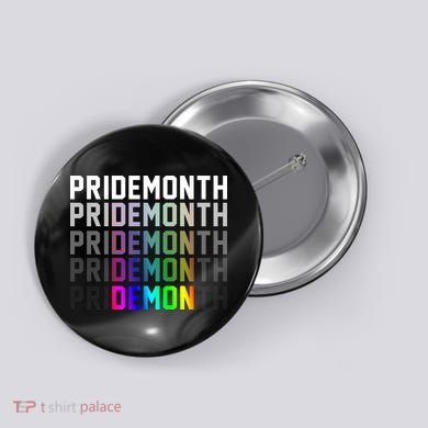 Pride Month Demon Rainbow Button