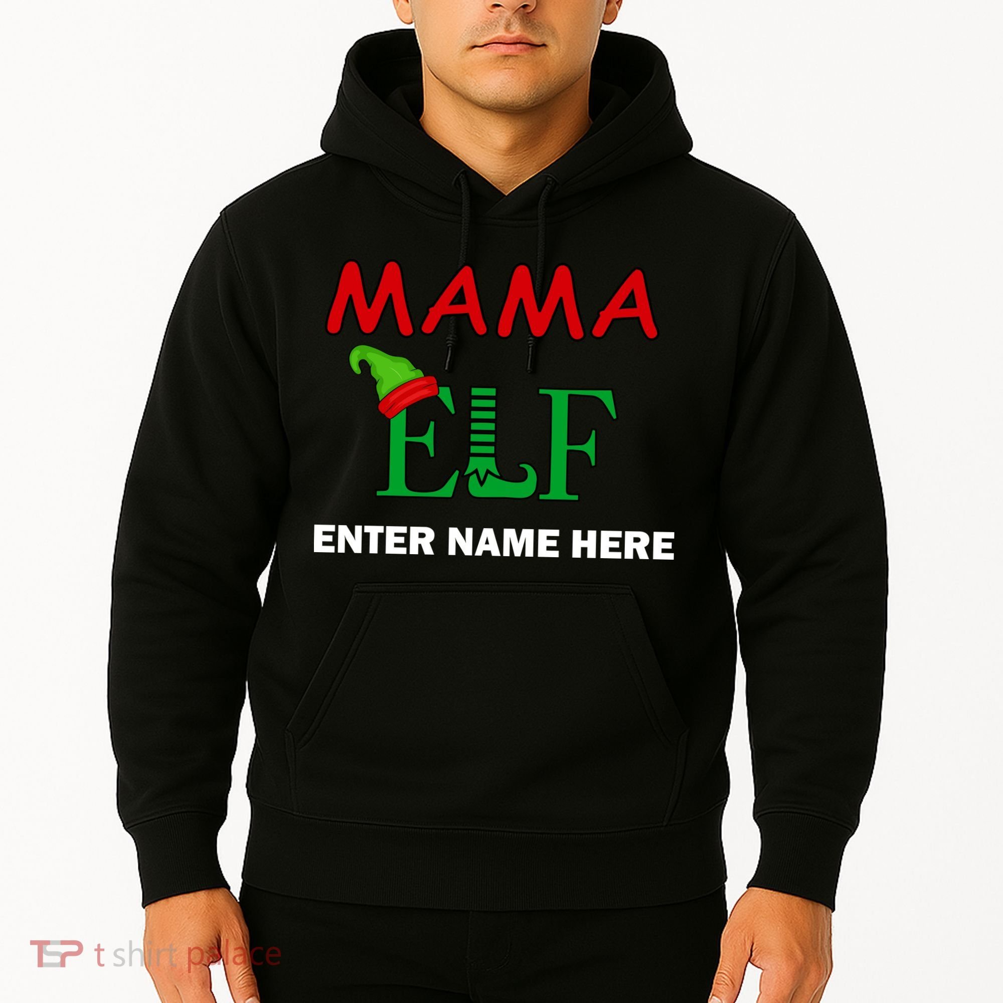 Personalize Mama Elf Custom Family Matching Christmas Hoodie