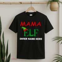 Personalize Mama Elf Custom Family Matching Christmas T-Shirt thumb 2