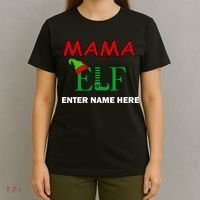 Personalize Mama Elf Custom Family Matching Christmas T-Shirt thumb 4