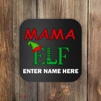 Personalize Mama Elf Custom Family Matching Christmas Coaster thumb 0