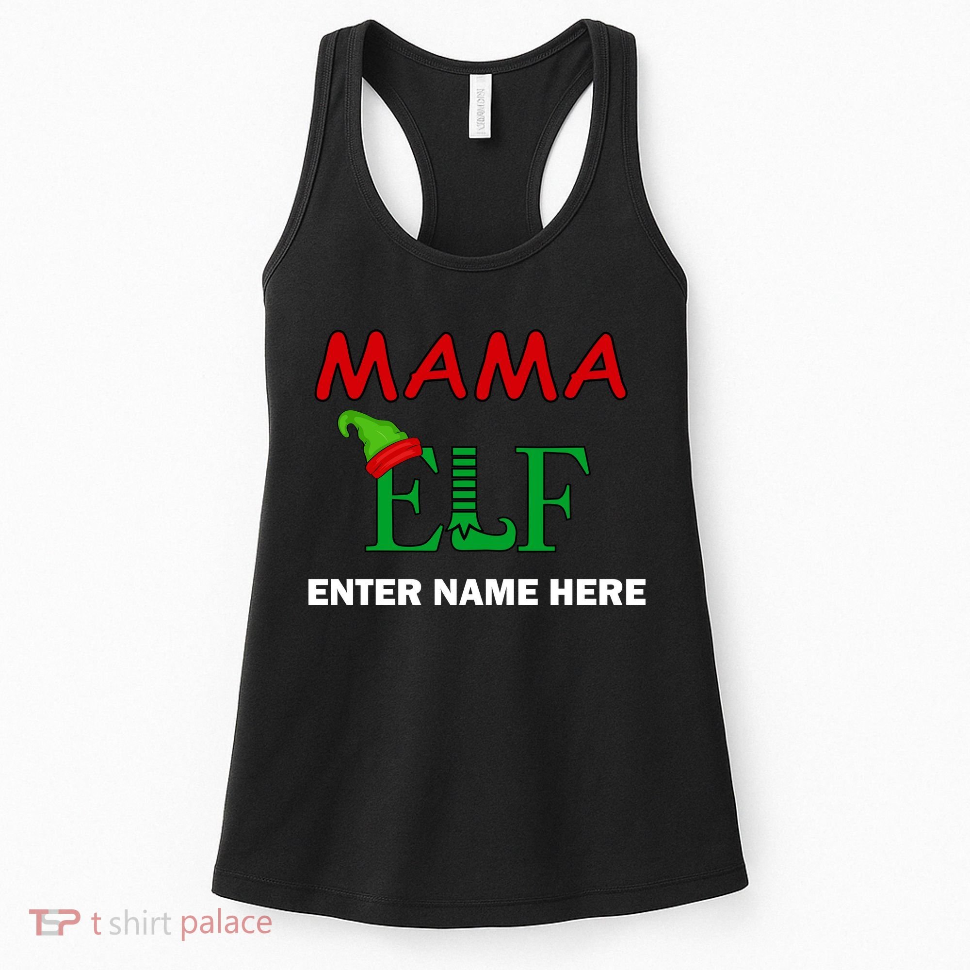 Personalize Mama Elf Custom Family Matching Christmas Women's Tank Top