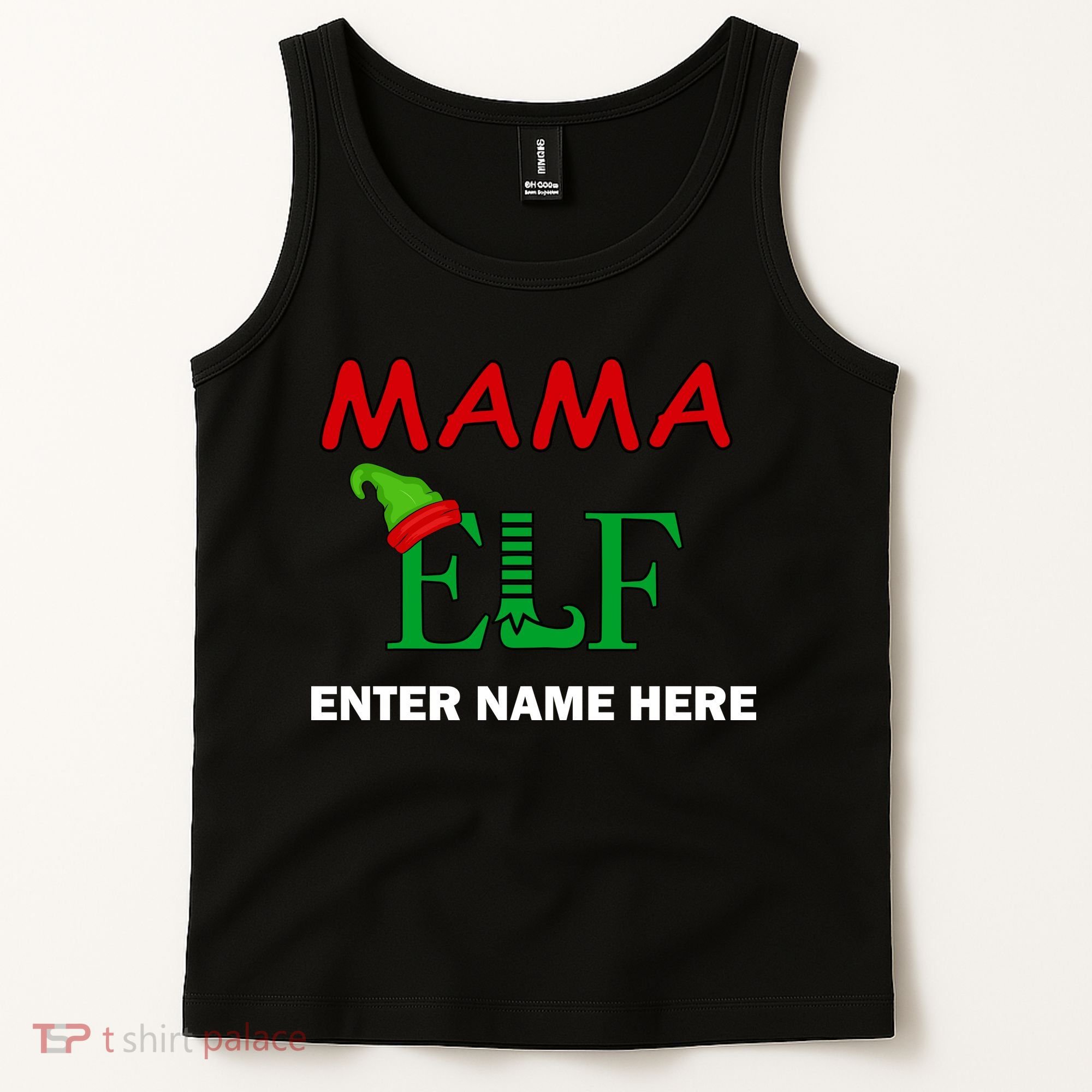Personalize Mama Elf Custom Family Matching Christmas Tank Top