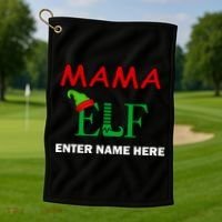 Personalize Mama Elf Custom Family Matching Christmas Golf Towel thumb 1
