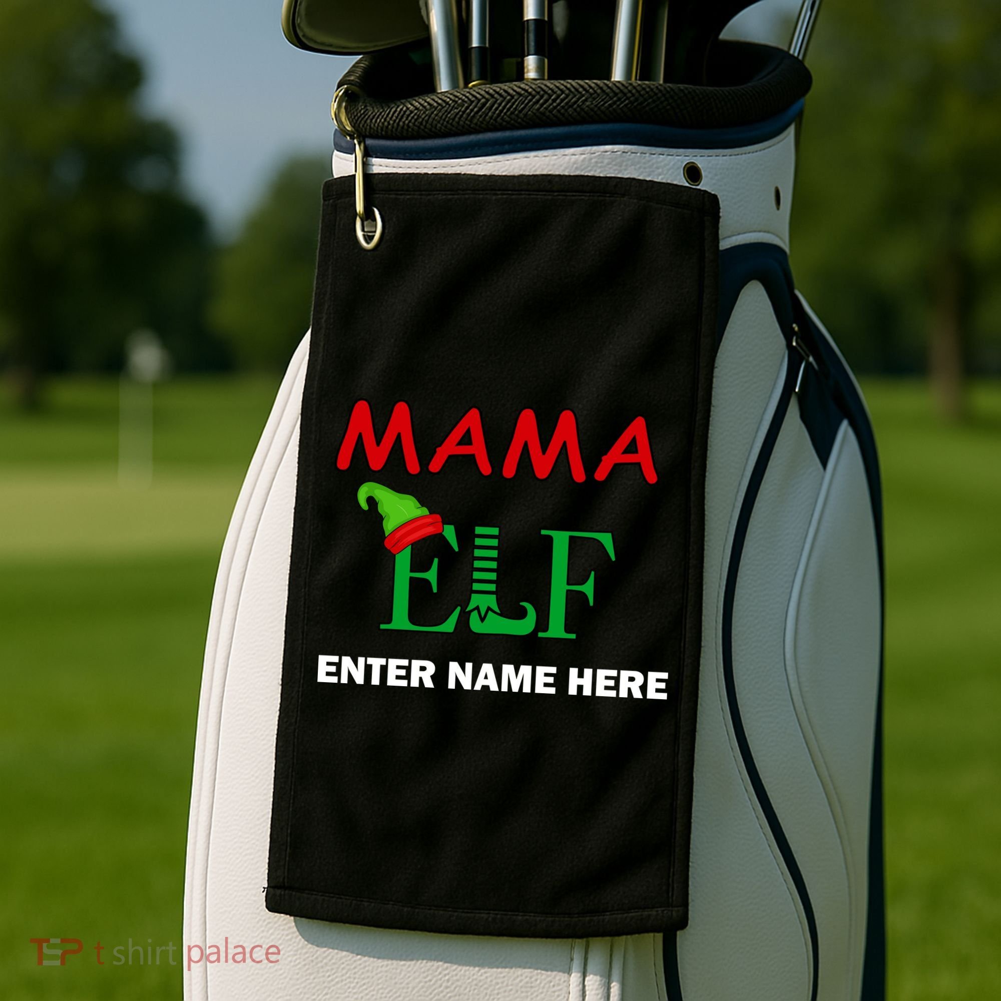 Personalize Mama Elf Custom Family Matching Christmas Golf Towel