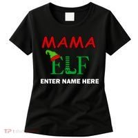 Personalize Mama Elf Custom Family Matching Christmas Women's T-Shirt thumb 0