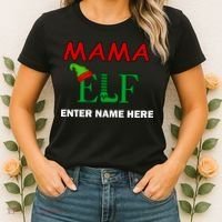 Personalize Mama Elf Custom Family Matching Christmas Women's T-Shirt thumb 2