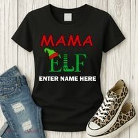 Personalize Mama Elf Custom Family Matching Christmas Women's T-Shirt thumb 3