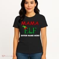 Personalize Mama Elf Custom Family Matching Christmas Women's T-Shirt thumb 4