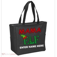 Personalize Mama Elf Custom Family Matching Christmas Tote Bag thumb 2