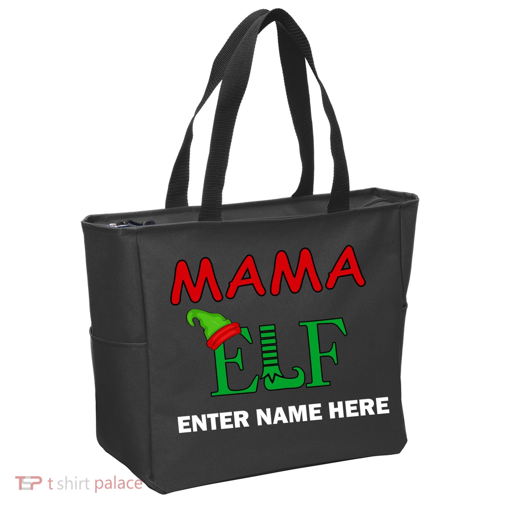 Personalize Mama Elf Custom Family Matching Christmas Tote Bag