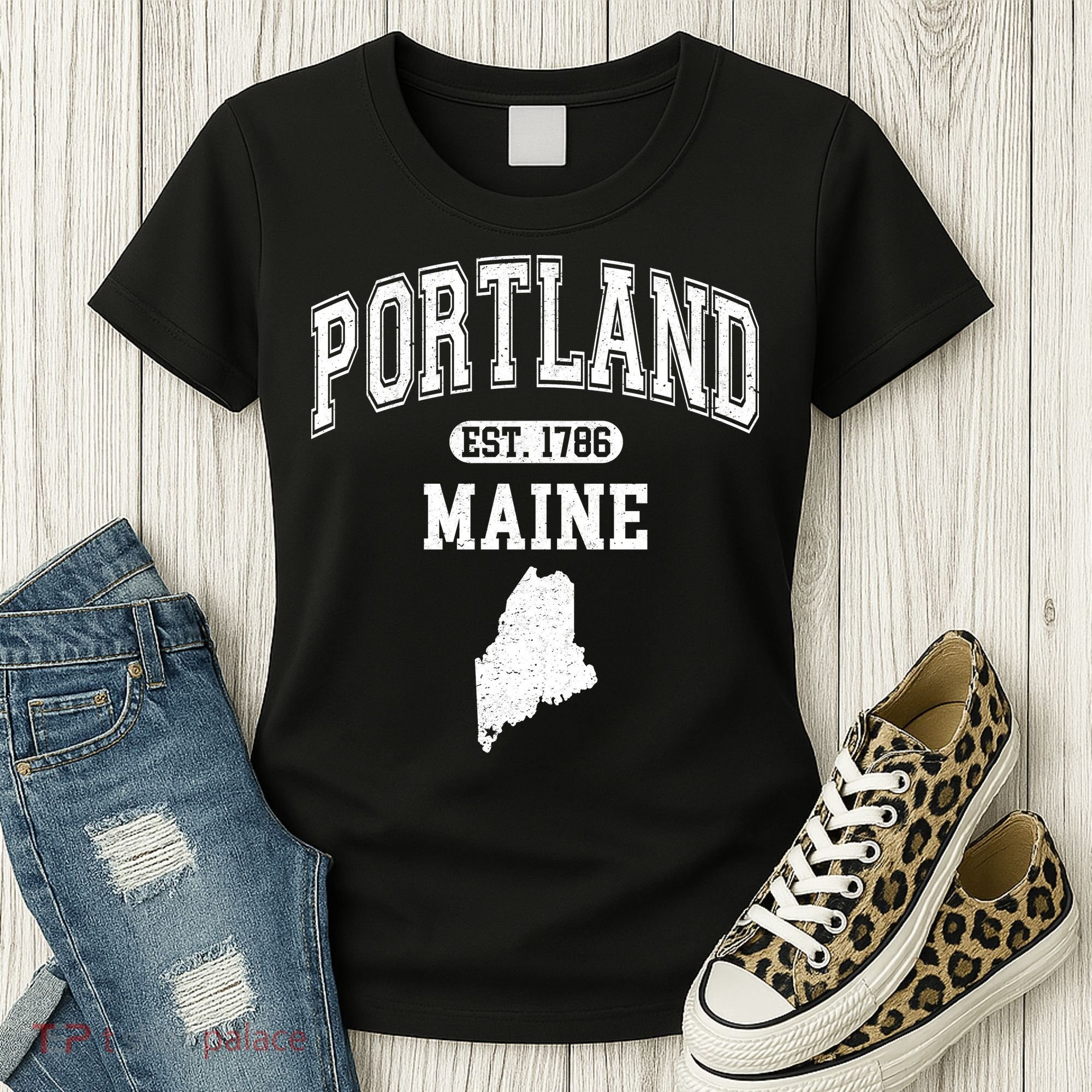 Portland Maine Est 1786 Varsity Women's T-Shirt