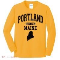 Portland Maine Est 1786 Varsity Kids Long Sleeve Shirt thumb 0