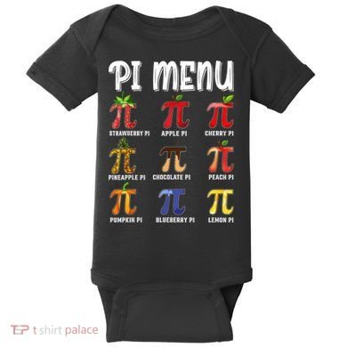 Pi Menu Funny Pi 3.14 Math Teacher Pie Menu Mathematics Baby Bodysuit