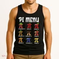 Pi Menu Funny Pi 3.14 Math Teacher Pie Menu Mathematics Tank Top thumb 3