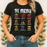 Pi Menu Funny Pi 3.14 Math Teacher Pie Menu Mathematics Women's T-Shirt thumb 2