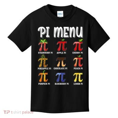 Pi Menu Funny Pi 3.14 Math Teacher Pie Menu Mathematics Kids T-Shirt
