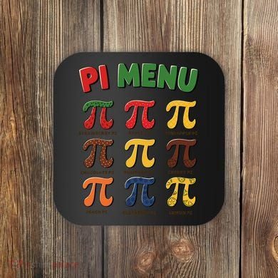 Pie Menu Funny Pi Day Pi 3 Coaster