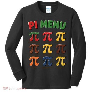 Pie Menu Funny Pi Day Pi 3 Kids Long Sleeve Shirt