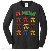 Pie Menu Funny Pi Day Pi 3 Kids Long Sleeve Shirt thumb 0