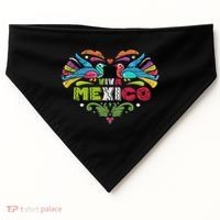 Proud Mexican Flag Peacock Animal Gift Viva Mexico USA-Made Doggie Bandana thumb 0
