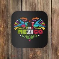 Proud Mexican Flag Peacock Animal Gift Viva Mexico Coaster thumb 0