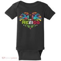 Proud Mexican Flag Peacock Animal Gift Viva Mexico Baby Bodysuit thumb 0
