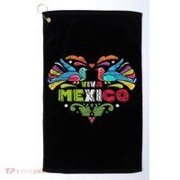 Proud Mexican Flag Peacock Animal Gift Viva Mexico Golf Towel thumb 0