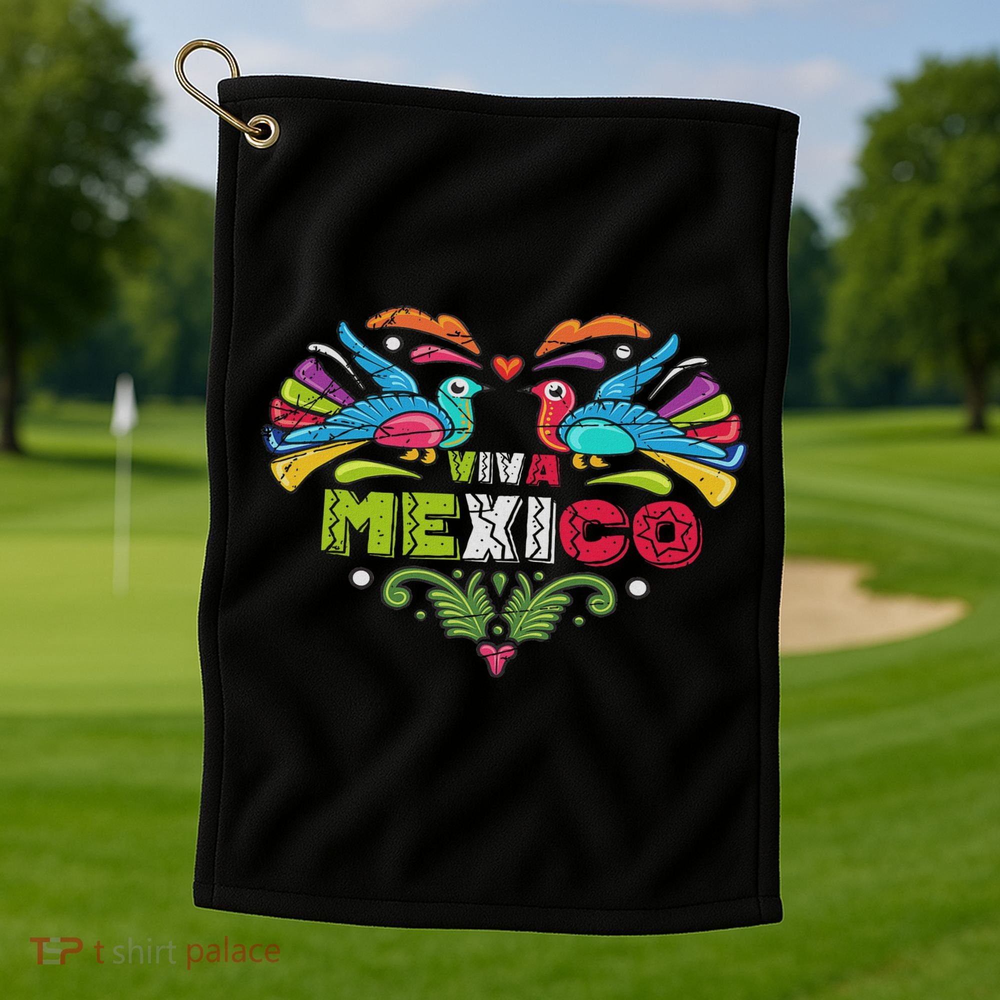 Proud Mexican Flag Peacock Animal Gift Viva Mexico Golf Towel