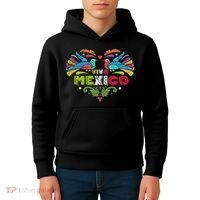 Proud Mexican Flag Peacock Animal Gift Viva Mexico Kids Hoodie thumb 4
