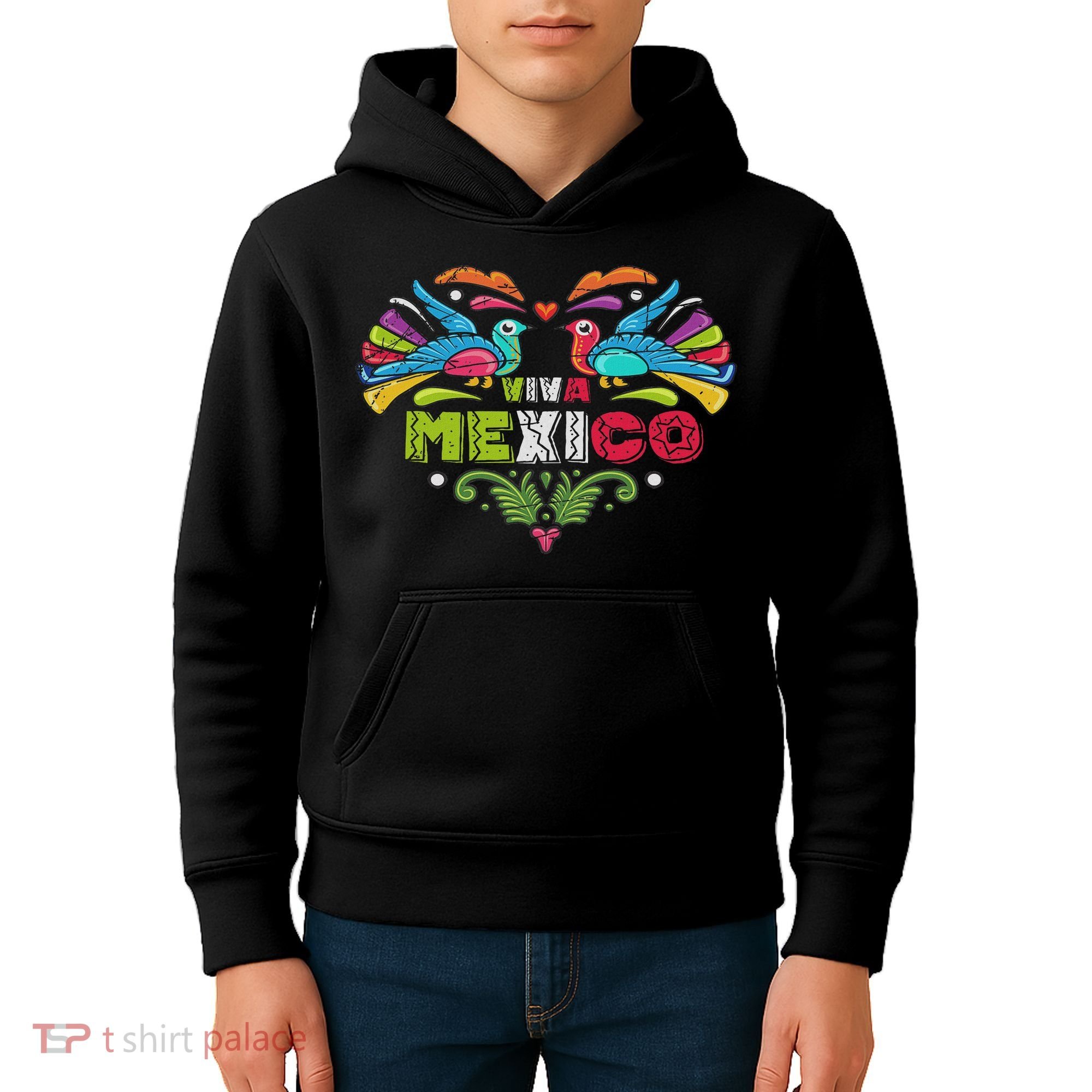 Proud Mexican Flag Peacock Animal Gift Viva Mexico Kids Hoodie
