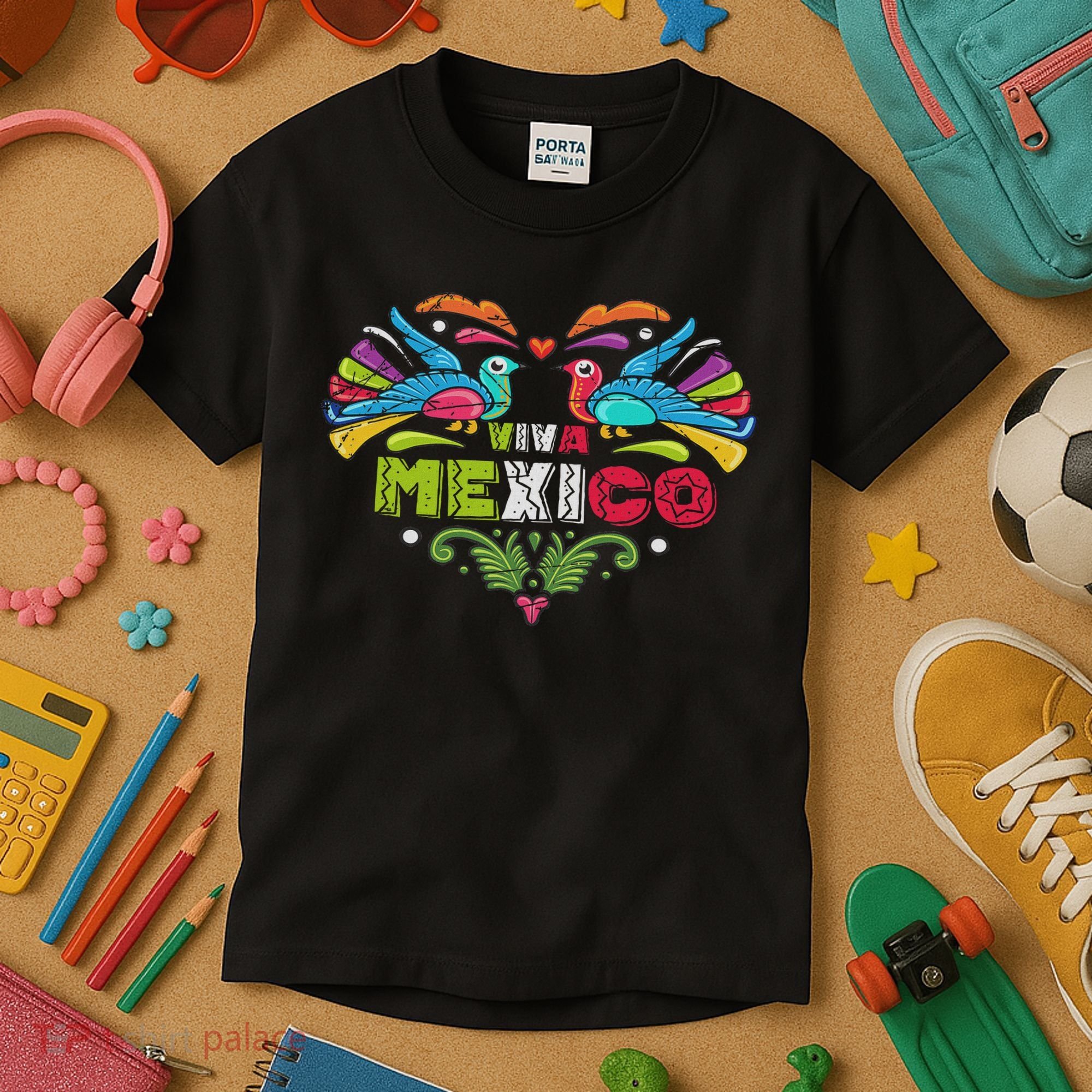 Proud Mexican Flag Peacock Animal Gift Viva Mexico Kids T-Shirt