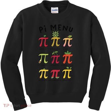 Pie Menu Funny Pi Day Pi 3 Kids Sweatshirt